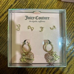 Juicy Couture Gold and Pink Heart Charm Earrings